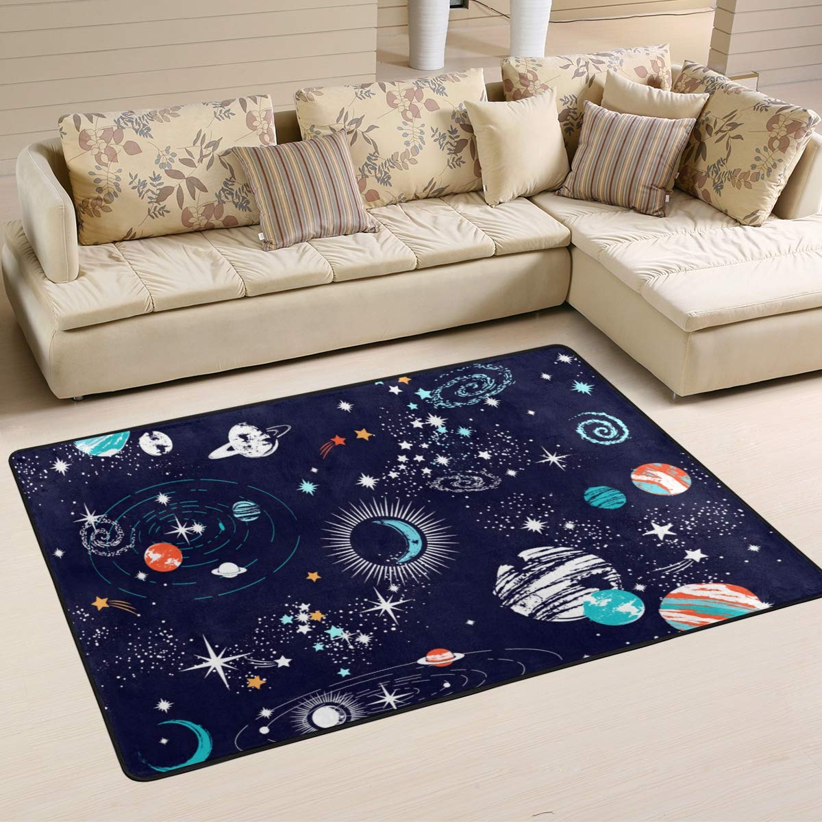 Vantaso Soft Foam Play Mat - Non-Slip Galaxy Space Stars Design for Kids Room, Nursery & Living Room - 72x48 Inch Foam Rug - Perfect for Playtime, Learning & Floor Protection
