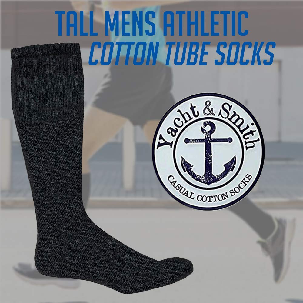 120 Pairs Yacht & Smith 28 Inch Men's Long Tube Socks - Cotton Athletic Crew Socks for Sports & Casual Wear (Size 10-13) - Perfect for Running, Hiking, Gym & Everyday Comfort