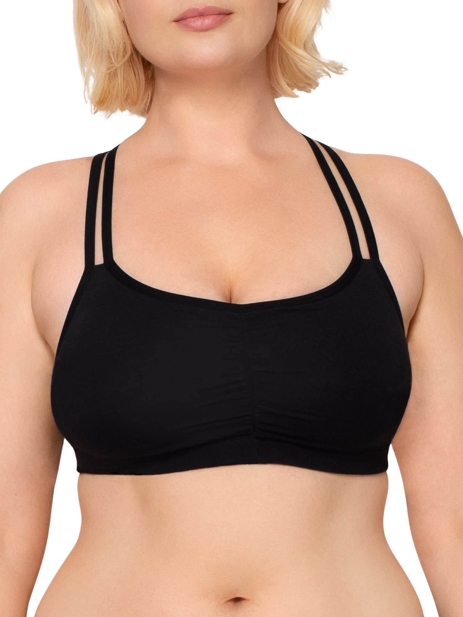 Fruit of the Loom Women's Cotton Sports Bra - Comfortable Spaghetti Strap Workout Top for Yoga, Running & Gym