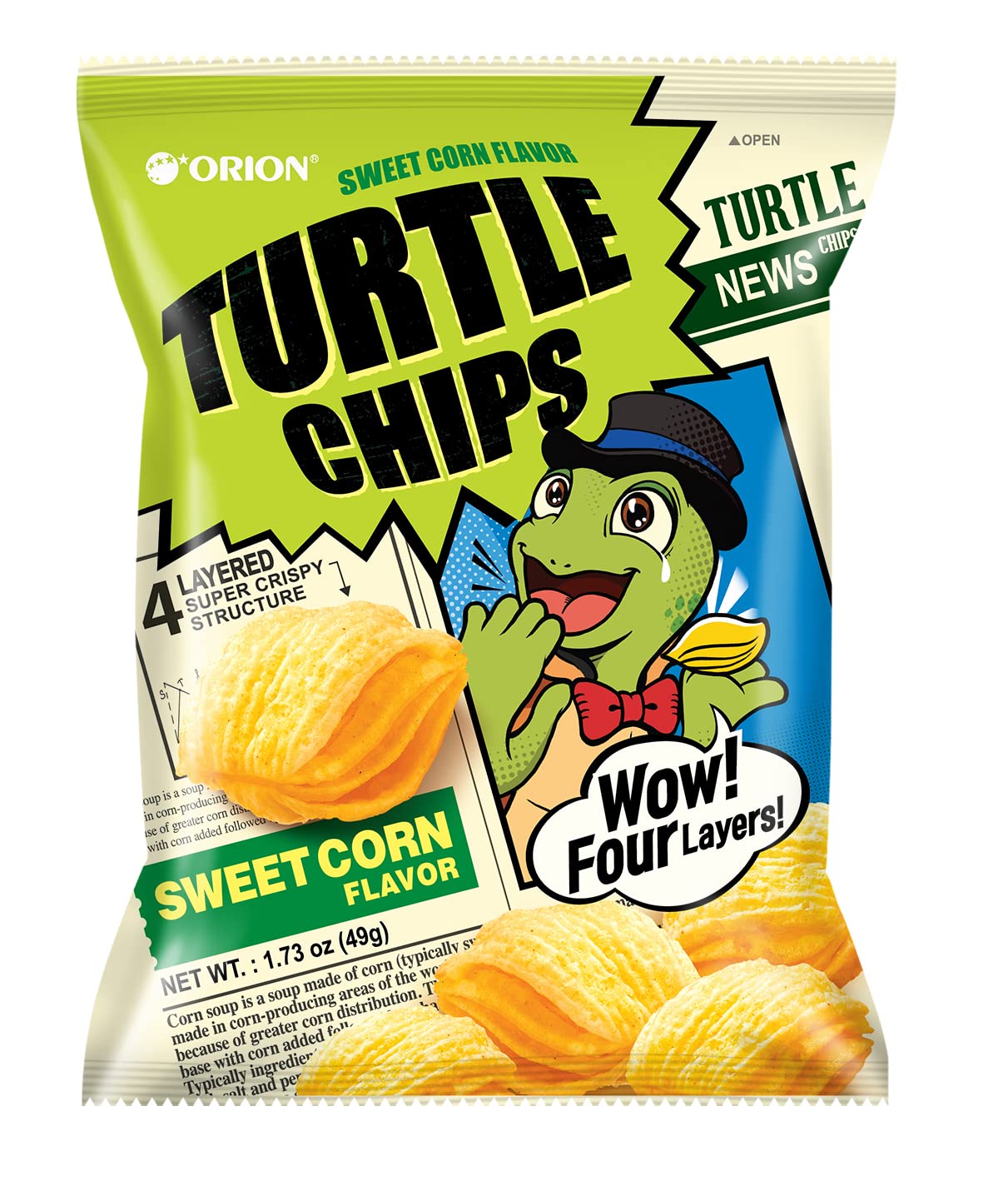 K-Munchies Orion Turtle Chips - 6 Pack Variety Snack (Churro & Sweet Corn) - 49g Each - Korean Crispy Corn Snacks - Perfect for Lunch Box, Office Snacks & On-The-Go Treats
