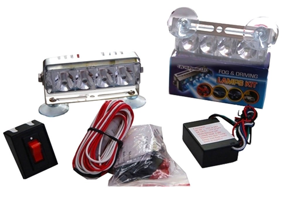 Amber & White Strobe Light Kit for Vehicles - 12V Emergency Warning Lights with Flasher - Ideal for Trucks, Emergency Vehicles & Construction Safety