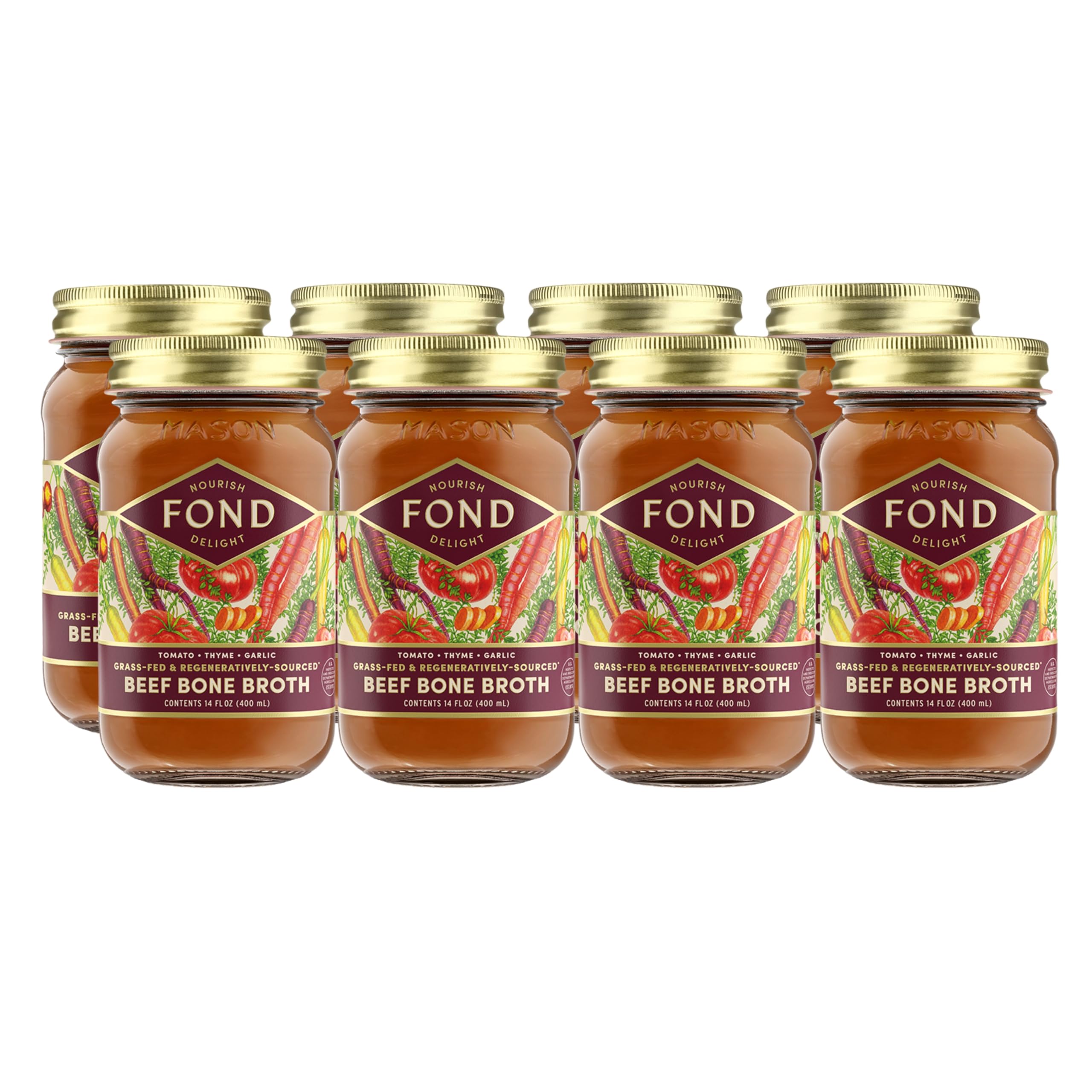 Grass-Fed Regenerative Beef Bone Broth with Organic Tomato & Thyme | High-Protein Collagen-Rich Soup Base | Perfect for Keto, Paleo Diets & Immune Support