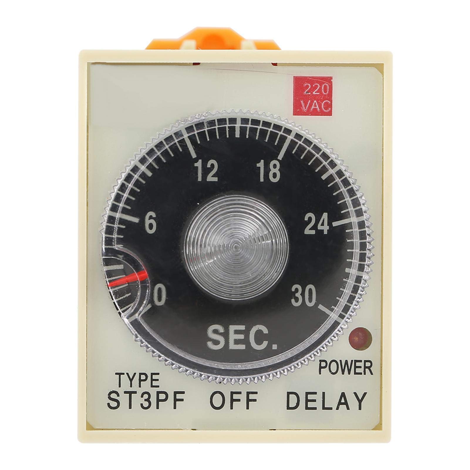 Ginorgee 0-30s Power Off Delay Timer Relay with Knob Control - AC 220V ST3PF Base - Perfect for Industrial Equipment, Home Appliances & Automation Systems