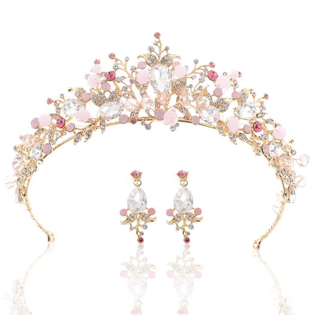 Elegant Crystal Tiara Crown Headband for Women & Girls - Birthday, Wedding, Party, Princess Bridal Accessory Set with Earrings | Perfect for Prom, Pageants, and Special Occasions