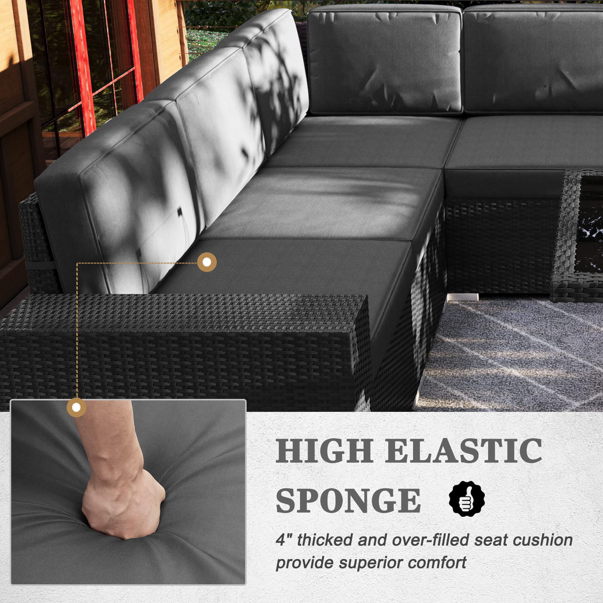 7-Piece Outdoor Patio Furniture Set with 44