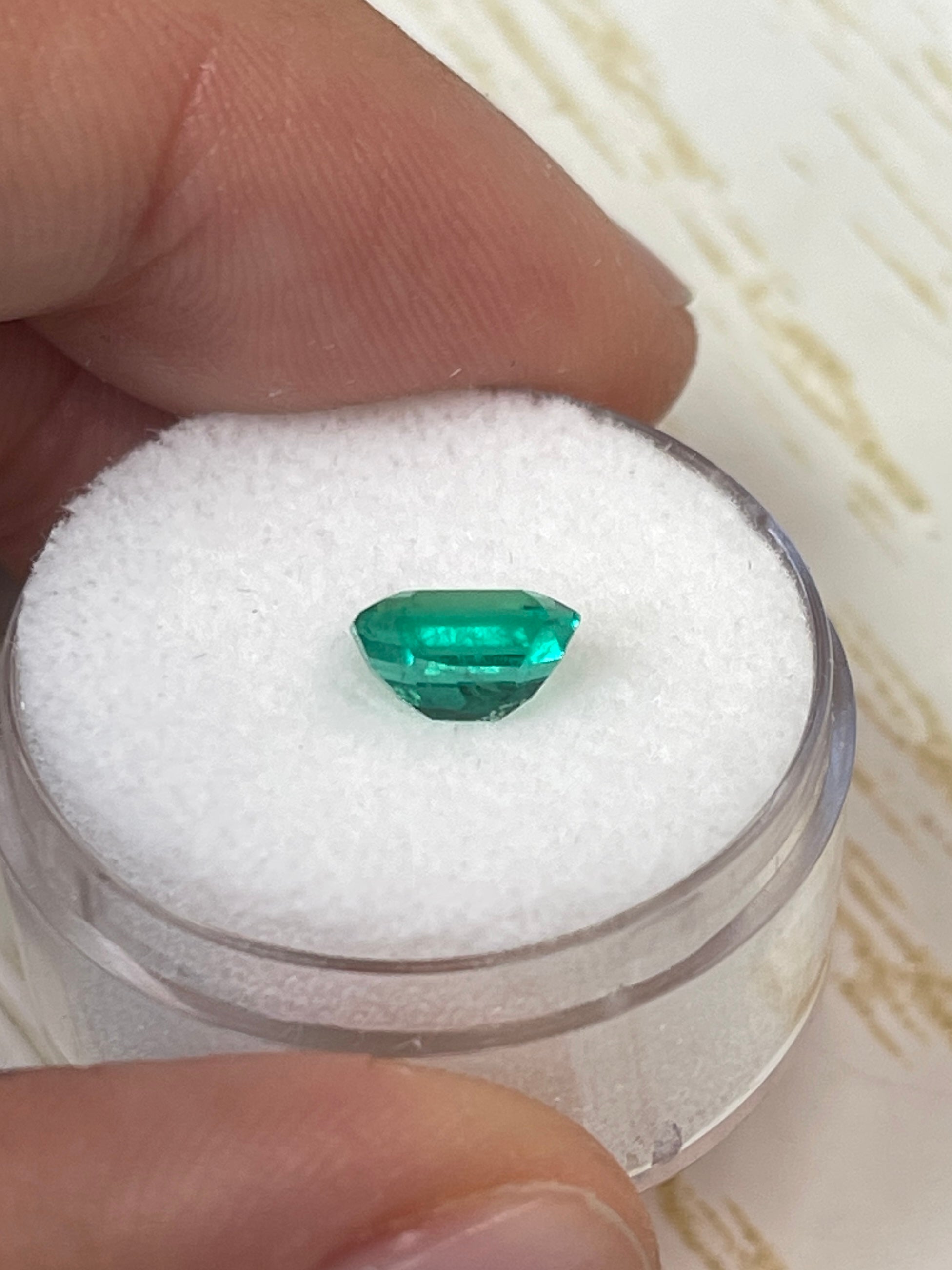 1.69 & 1.30 Carat Bluish Green Loose Colombian Emeralds - 7.5x6mm Emerald Cut Gemstones for Jewelry Making & Engagement Rings