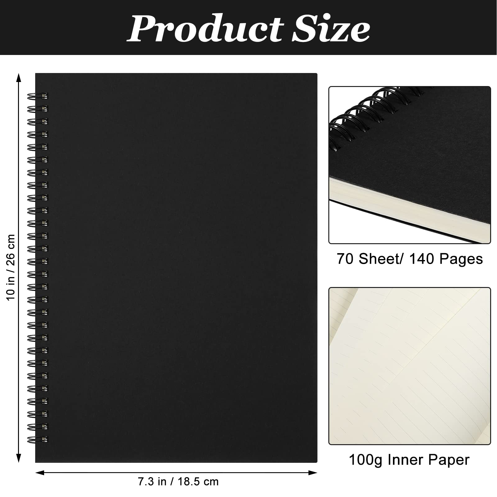 Epakh 6-Pack B5 Spiral Notebooks - 70 Sheets/140 Pages, 10.5