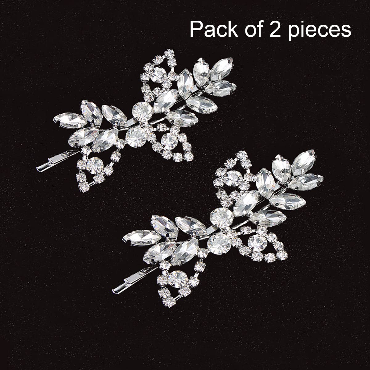 Uongeod Rhinestone Bridal Hair Clips (2PCS) - Gold & Silver Leaf Wedding Hairpins with Pearl & Crystal for Bride - Perfect for Weddings, Prom, Parties & Special Occasions