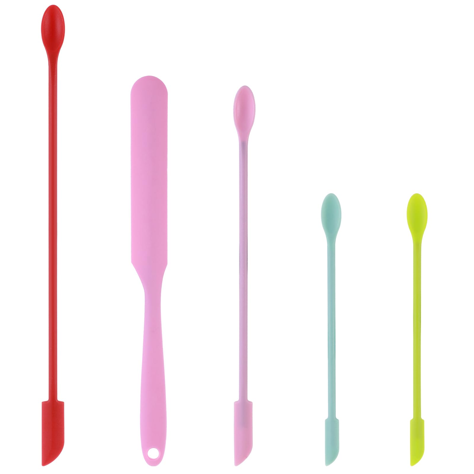 Molain 5-Piece Silicone Makeup Spatula Set - Reusable Cosmetic Lotion Spatulas, Multicolor Facial & Kitchen Bottle Stir Sticks - Perfect for DIY Skincare, Foundation Mixing & Small Container Access