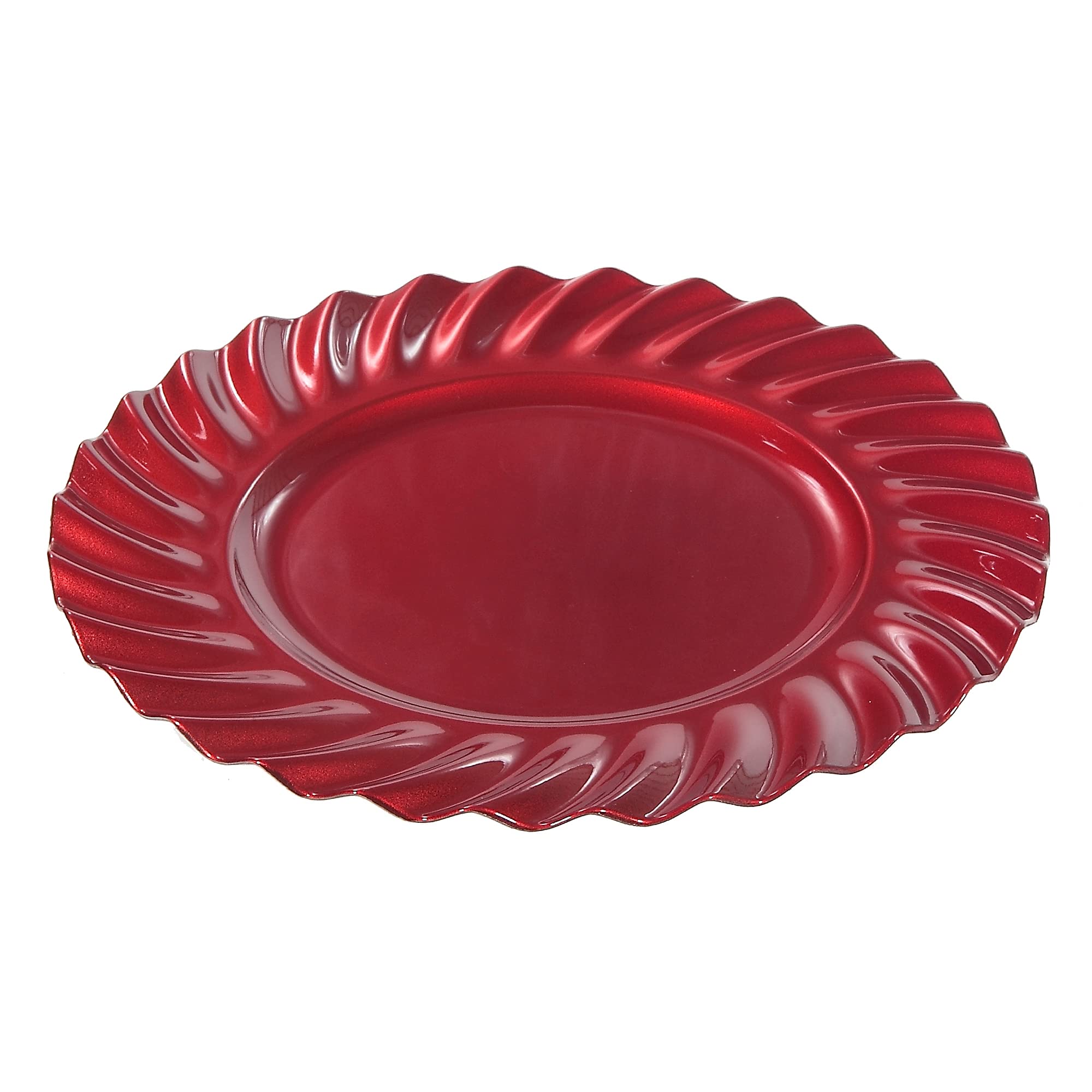 6-Piece Decorative Wavy Red Charger Plates Set - 13