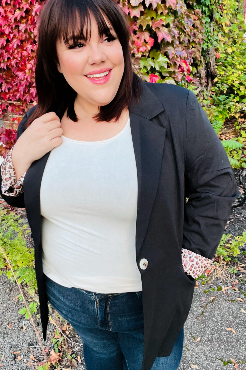 Stylish Black Leopard Print Tailored Collar Lapel Blazer for Women - Perfect for Office Wear, Business Meetings & Evening Events
