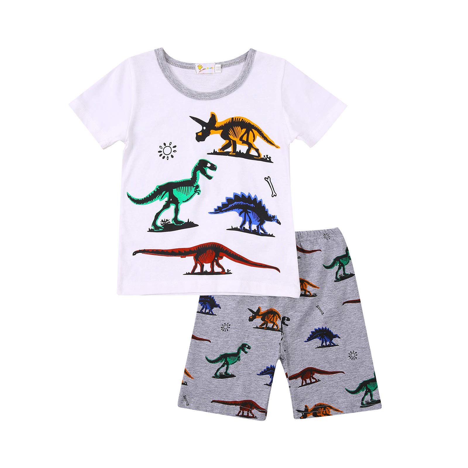 Dinosaur Print Toddler Boys Summer Outfits - Short Sleeve Top & Shorts Set | Cute Playwear for Outdoor Activities & Preschool
