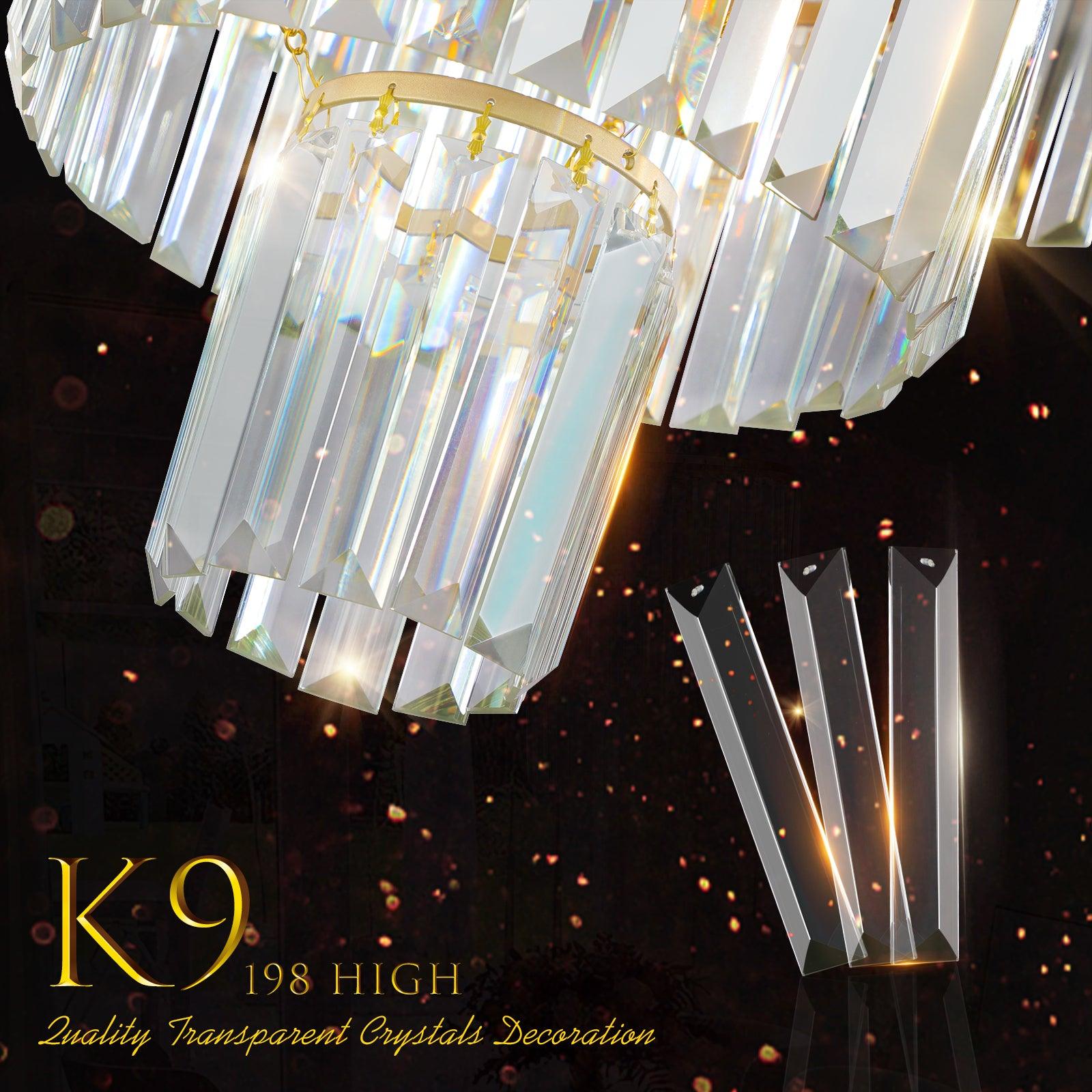 Modern Crystal Chandelier - 19.7 Inch Hanging Pendant Light Fixture for Dining Room, Bedroom & Living Room - Elegant Lighting for Home Decor & Special Occasions