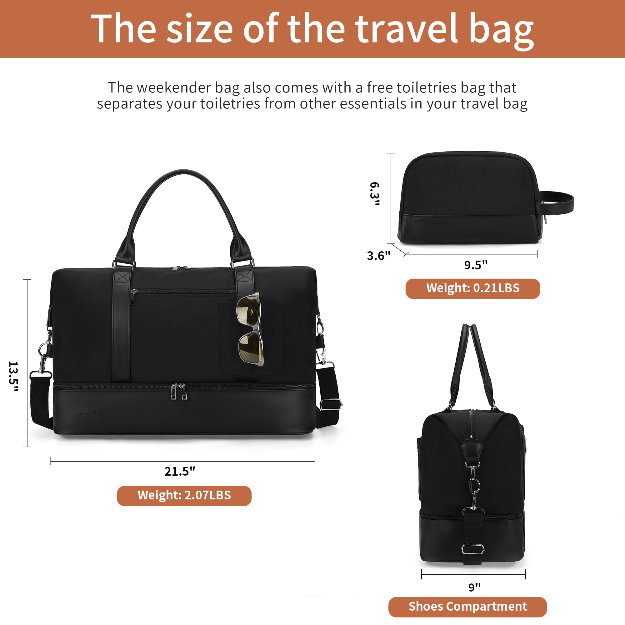 Stylish Weekender Bag for Women - Large Capacity Travel Overnight Bag with Shoe Compartment | Perfect for Weekend Getaways, Gym Trips & Business Travel