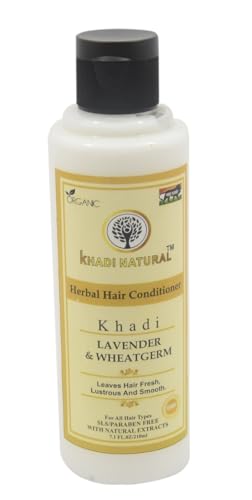Khadi Natural Lavender & Wheat Hair Conditioner 210ml | Herbal Deep Conditioning Treatment for Smooth, Shiny & Fragrant Hair | Sulfate-Free, Paraben-Free Formula for Dry, Damaged & Frizzy Hair Care at Home or Salon