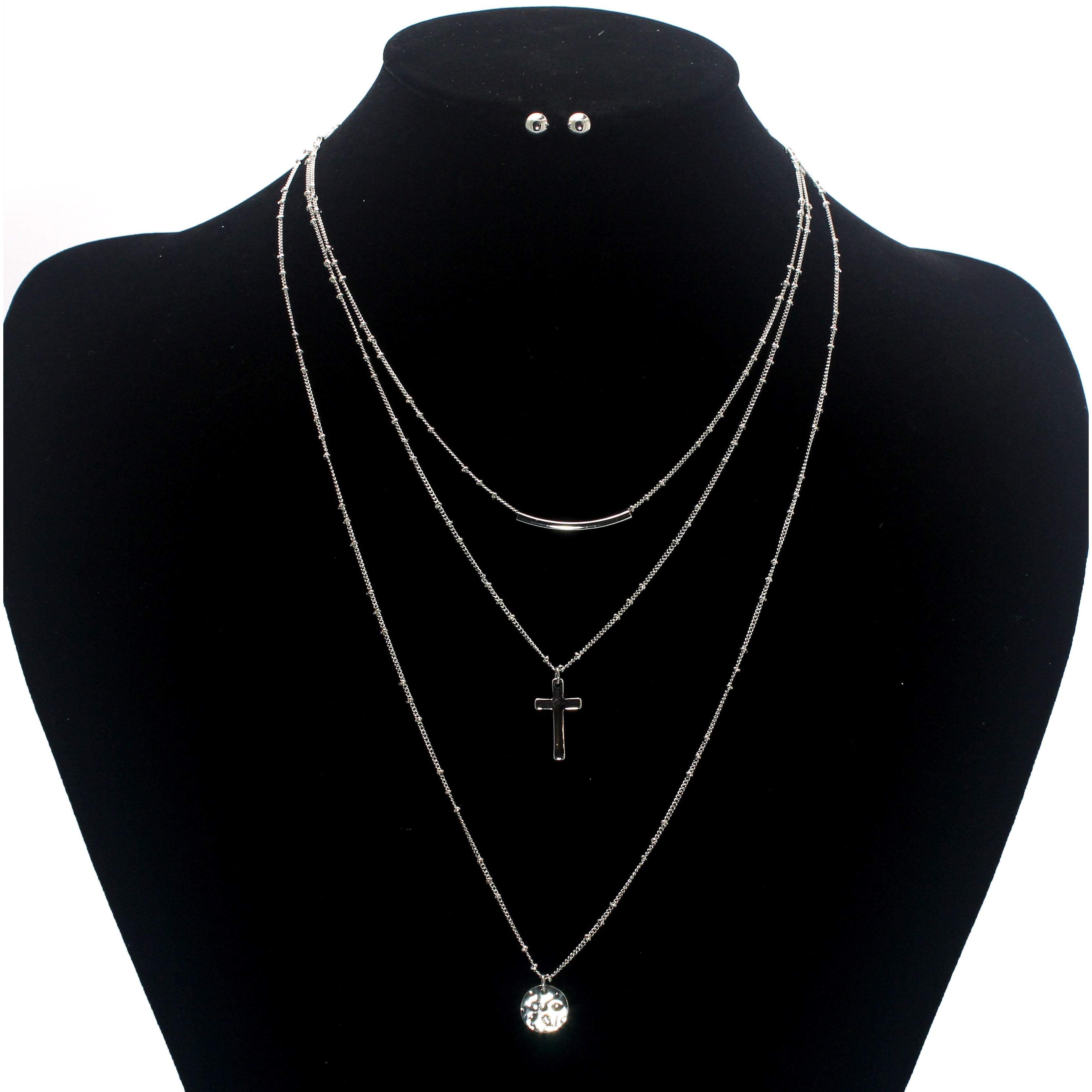 3 Row Cross Necklace Set for Women - Elegant Layered Gold/Silver Pendant Jewelry - Perfect for Everyday Wear, Gifts & Special Occasions