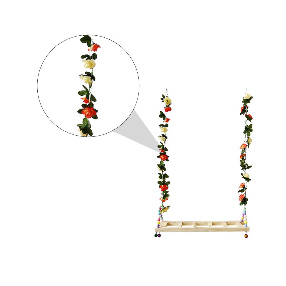 Baluue Large Wooden Bird Swing Stand - Chew Toy for Parrots, Cockatiels & Large Birds - Stainless Steel Cage Accessory for Play & Exercise - Perfect for Parrot Cages & Aviaries
