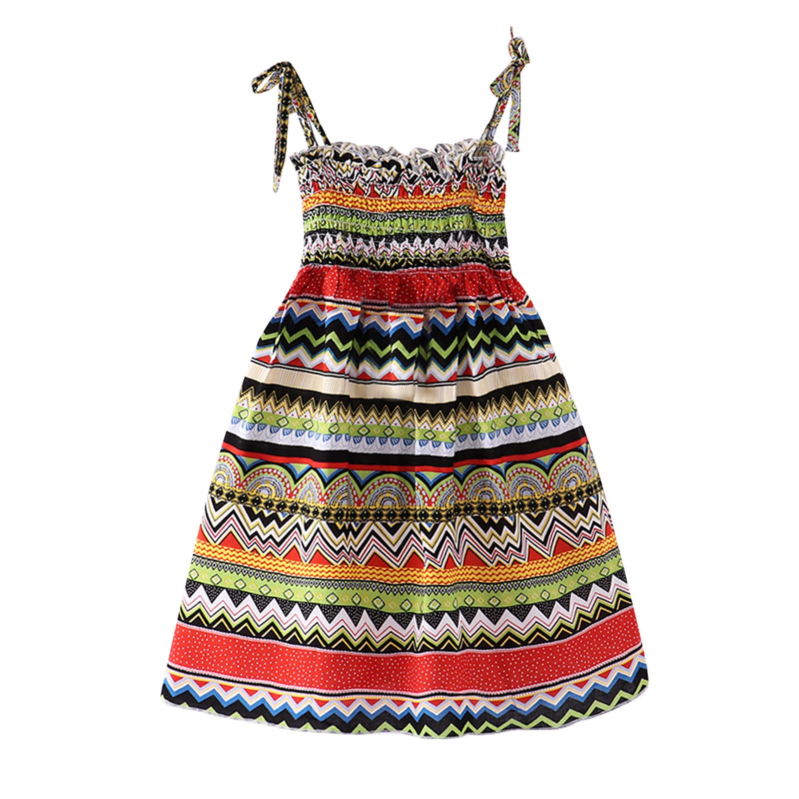 Bohemian Floral Sleeveless Toddler Dress for Girls - Straps Beach Princess Outfit | Perfect for Summer Vacations, Beach Parties & Photoshoots