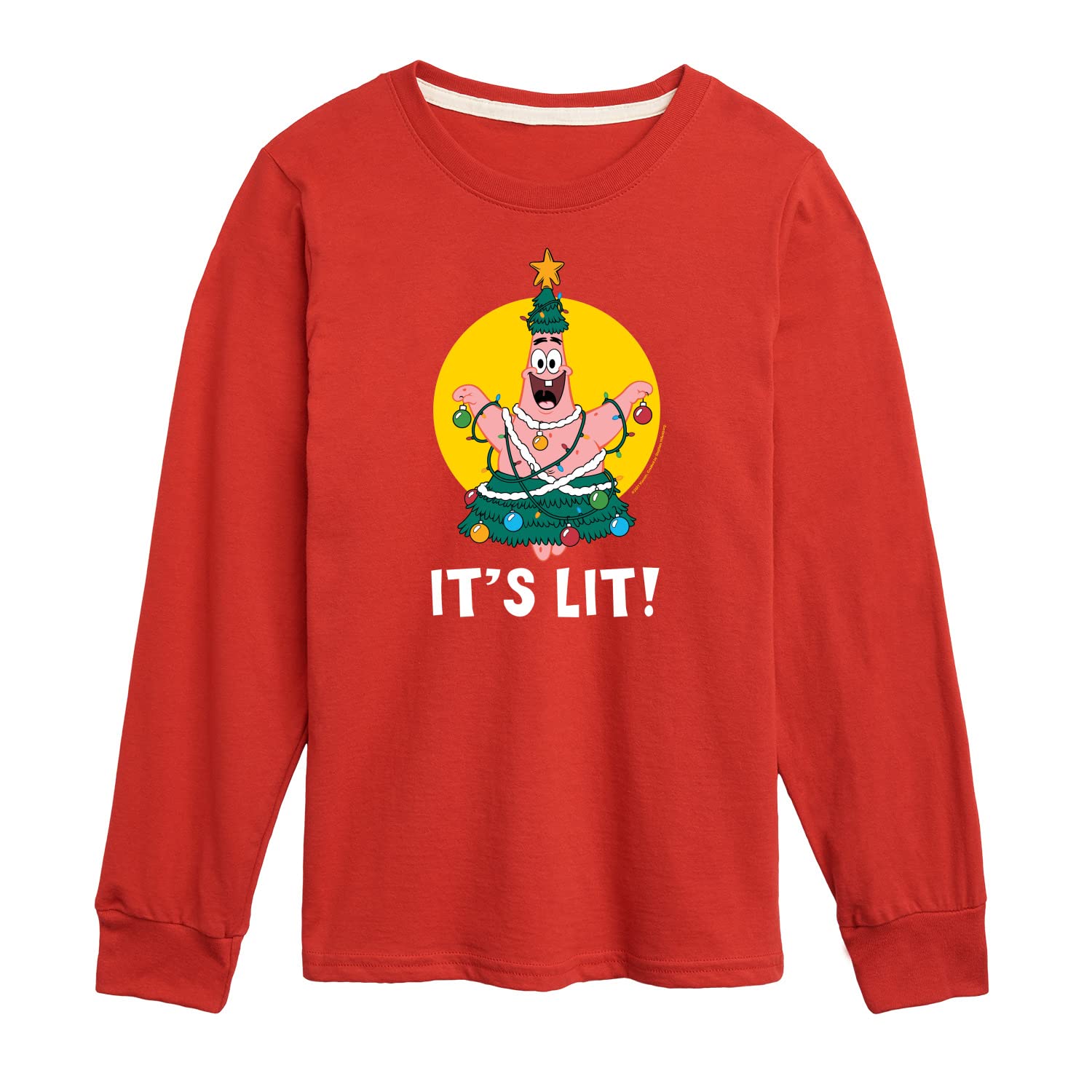 HYBRID APPAREL Spongebob Squarepants Patrick It's Lit Graphic T-Shirt - Long Sleeve Toddler & Youth Tee for Boys & Girls - Cartoon Character Casual Wear for School, Playdates & Family Outings