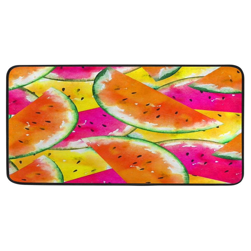 Non-Slip Watermelon Slice Memory Foam Kitchen Rug & Bathroom Mat - Extra Thick Soft Plush Floor Mat 39x20 Inch - Machine Washable for Home, Dorm, Laundry Room Decor