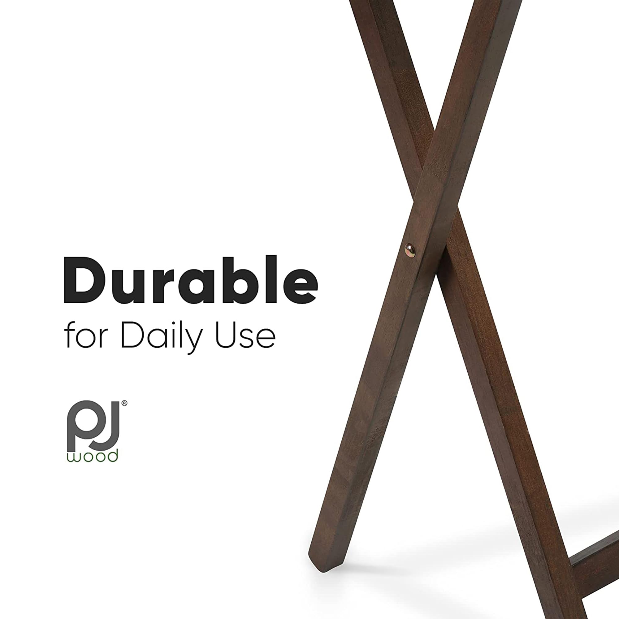 Premium PJ Wood Folding TV Tray Table - Solid Walnut Wood Construction, Portable Snack Desk with Storage Rack (10-Piece Set) - Perfect for Living Room, Bedroom & Home Theater Entertainment