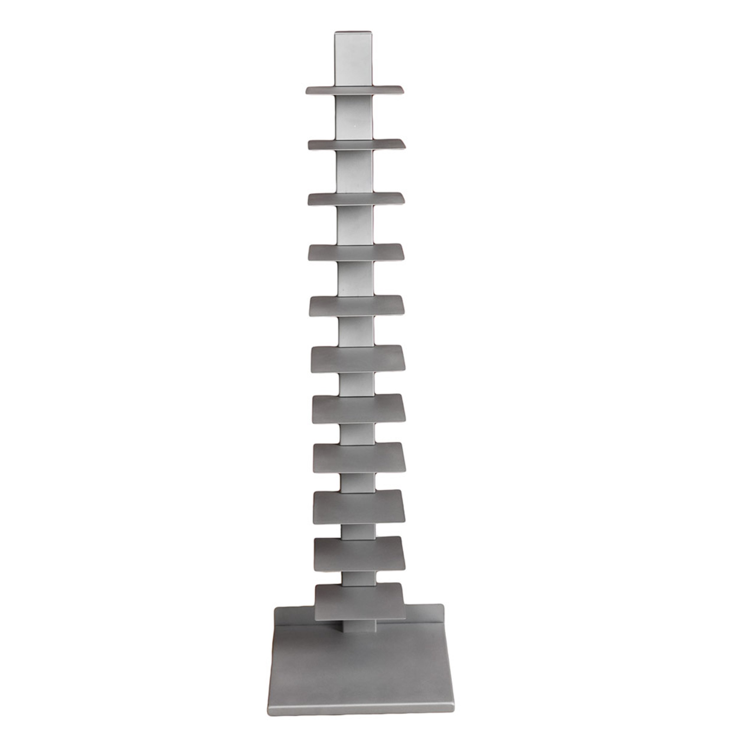 SEI Furniture 11-Shelf Metal Bookcase Tower, Silver - Modern Bookshelf for Home Office, Living Room & Library Storage