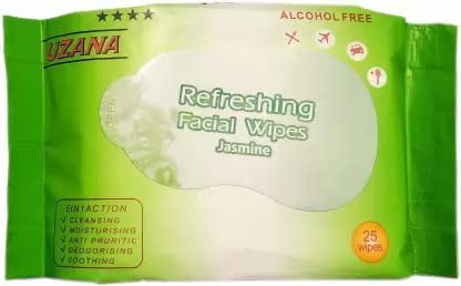 HGNOVA UZANA Cooling & Refreshing Facial Wipes with Rose & Jasmine - 25 Wipes per Pack (Set of 4) | Perfect for Travel, Gym & On-the-Go Skincare