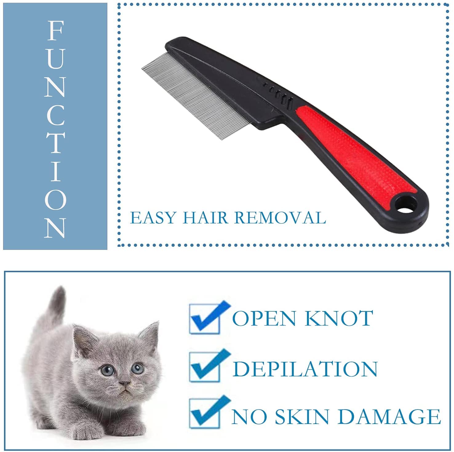 Pet Flea Comb for Dogs & Cats - Remove Fleas & Long Hair - Grooming at Home