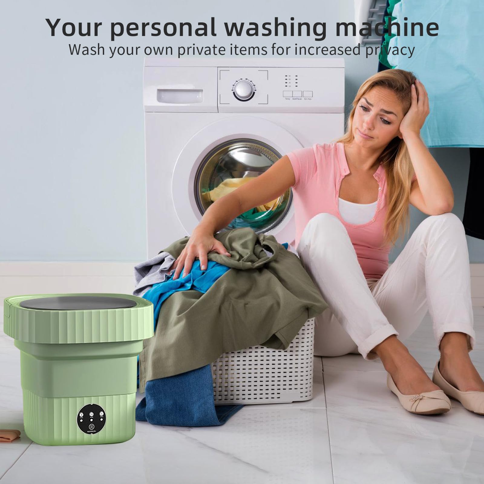 Portable Mini Washing Machine 10L with Spin Dryer - Compact Foldable Laundry Washer for Small Clothes, 3 Wash Modes, Ideal for Dorm, RV, Apartments & Camping | Green Energy Efficient Design