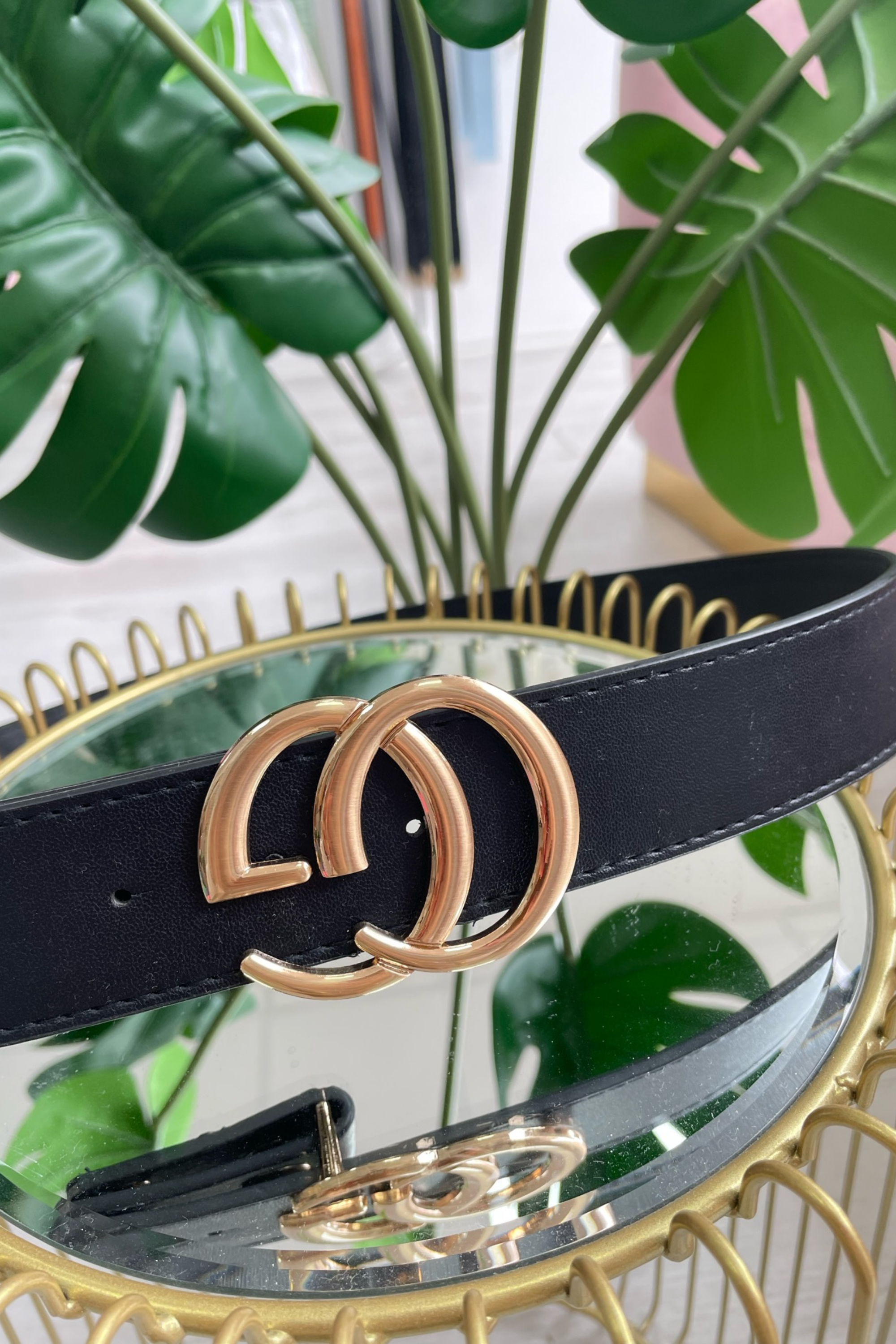 Stylish Black GC Bucket Faux Leather Belt for Men & Women - Perfect for Casual Wear, Office & Jeans