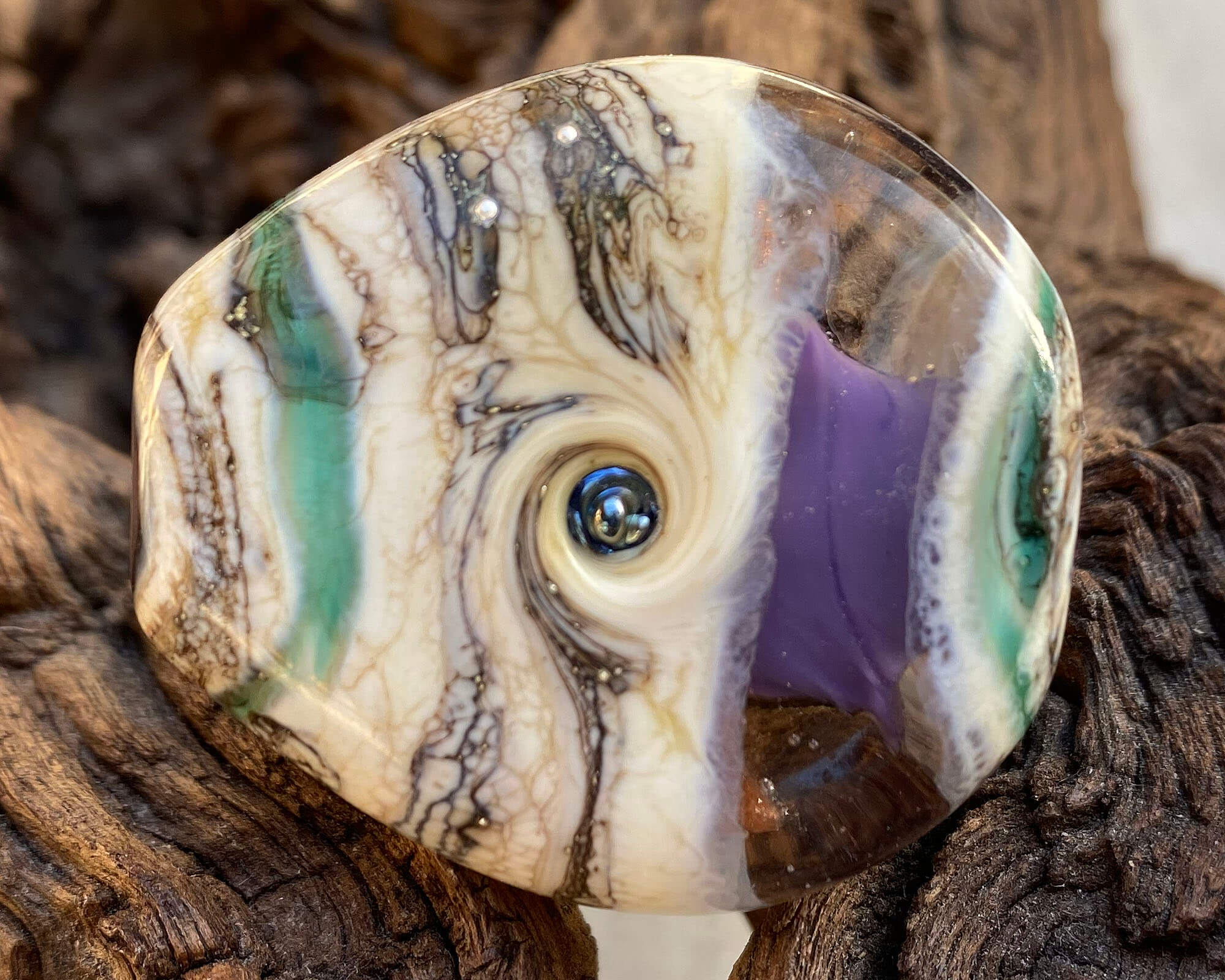 Purple Organic Lampwork Focal Bead SRA - Handmade Glass Bead for Jewelry Making, DIY Crafts, Necklace & Bracelet Designs - Perfect for Beaders and Artisan Creations