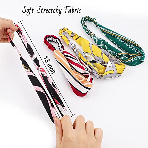 FAMEZA 12 Pack Boho Headbands for Women - Non Slip Floral Elastic Hair Bands, Criss Cross Twisted Head Wraps - Perfect for Yoga, Workouts, and Casual Fashion Accessories