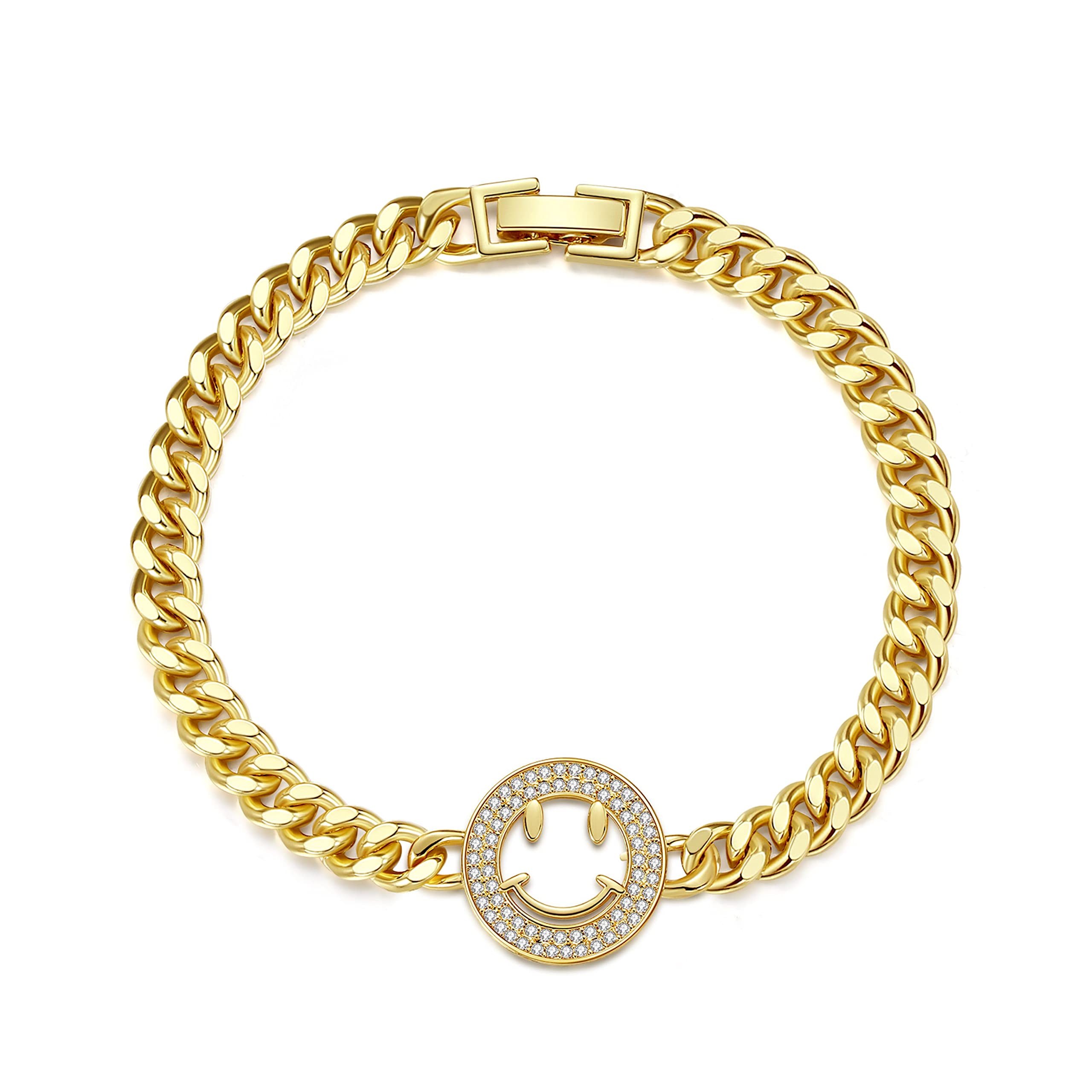14K Gold Plated Princess Cut Cubic Zirconia Tennis Bracelet for Women - Elegant Dainty Gold Chain Link Bracelet Set - Perfect for Teens, Girls, Parties, Weddings & Everyday Wear