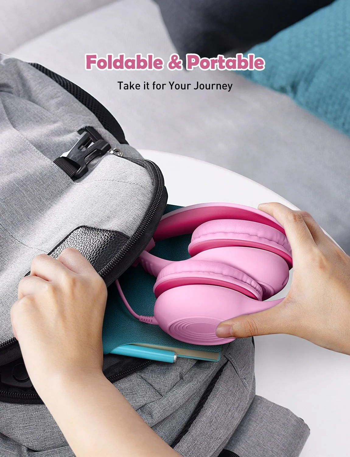 Mpow Kids Headphones with Microphone - Foldable Wired Headphones for Children with 85/94dB Volume Limiter, Stereo Sound - Perfect for School, Travel, Airplane & Tablet Use by Boys & Girls Ages 3-12