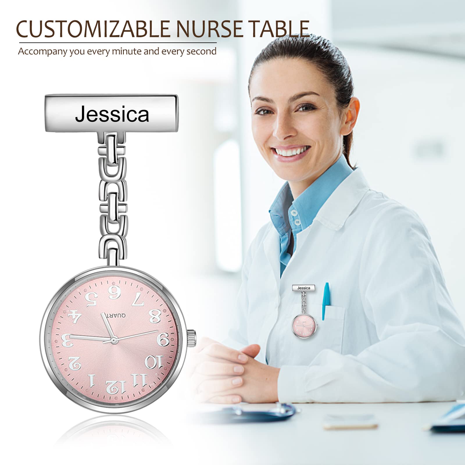 Personalized Nurse Pocket Watch with Name Brooch - Digital Quartz Movement Portable Watch for Nurses - Perfect Christmas, Mother's Day & Birthday Gift for Healthcare Workers - Ideal for Clinical Shifts & Medical Professionals