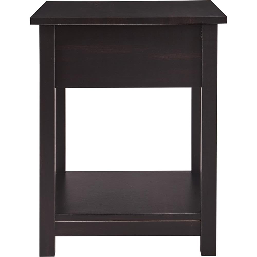 Bailey Wood Nightstand with Drawer - Modern Accent End Table for Bedroom & Living Room, Black - Perfect for Small Spaces, Storage & Stylish Home Decor