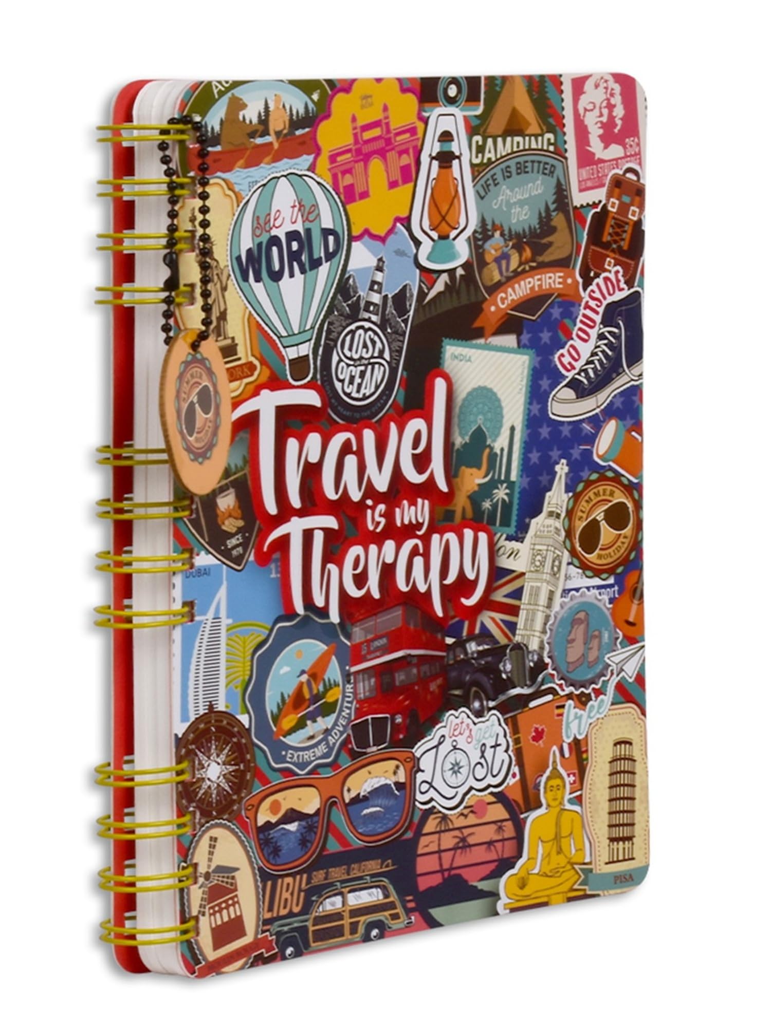DOODLE Hardbound Spiral Travel Journal - B5 Size with 160 Undated Ruled Pages | 80 GSM Acid-Free Paper | Includes Bookmark Dangler & 100+ Stickers | Lays Flat for Comfortable Writing | Perfect for Travel Diaries, Adventure Logs & Memory Keeping (India Travel Edition)