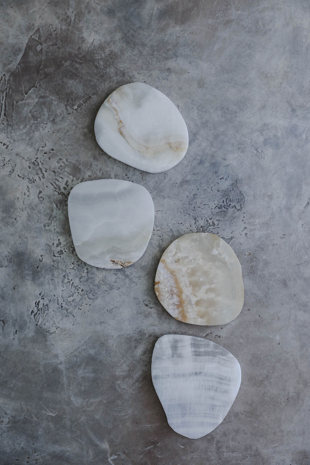 Premium Alabaster Coaster Set - 4-Piece Natural Stone Drink Coasters for Home & Bar - Elegant Table Protection for Coffee, Wine & Cocktail Parties