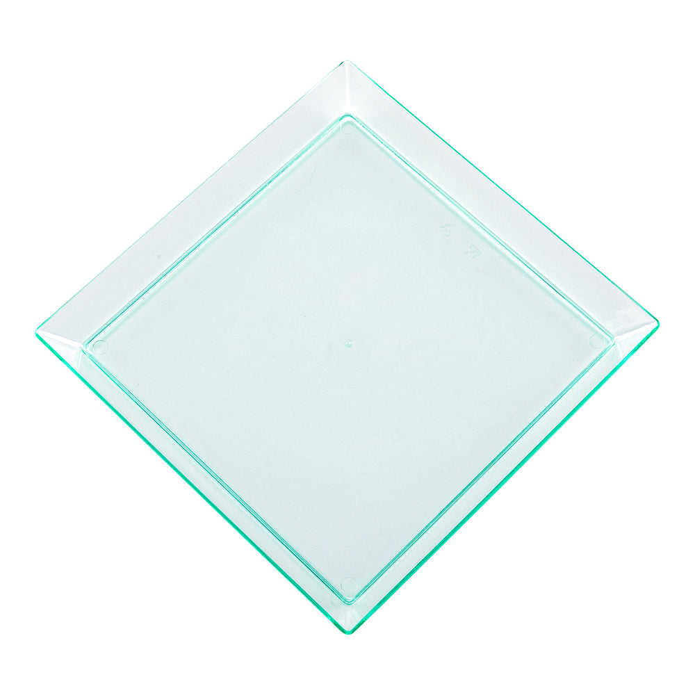 100-Pack Seagreen 5-Inch Modern Plastic Plates & 100-Pack Silver 4-Inch Mini Plastic Spoons - Perfect for Parties, Picnics, and Outdoor Events
