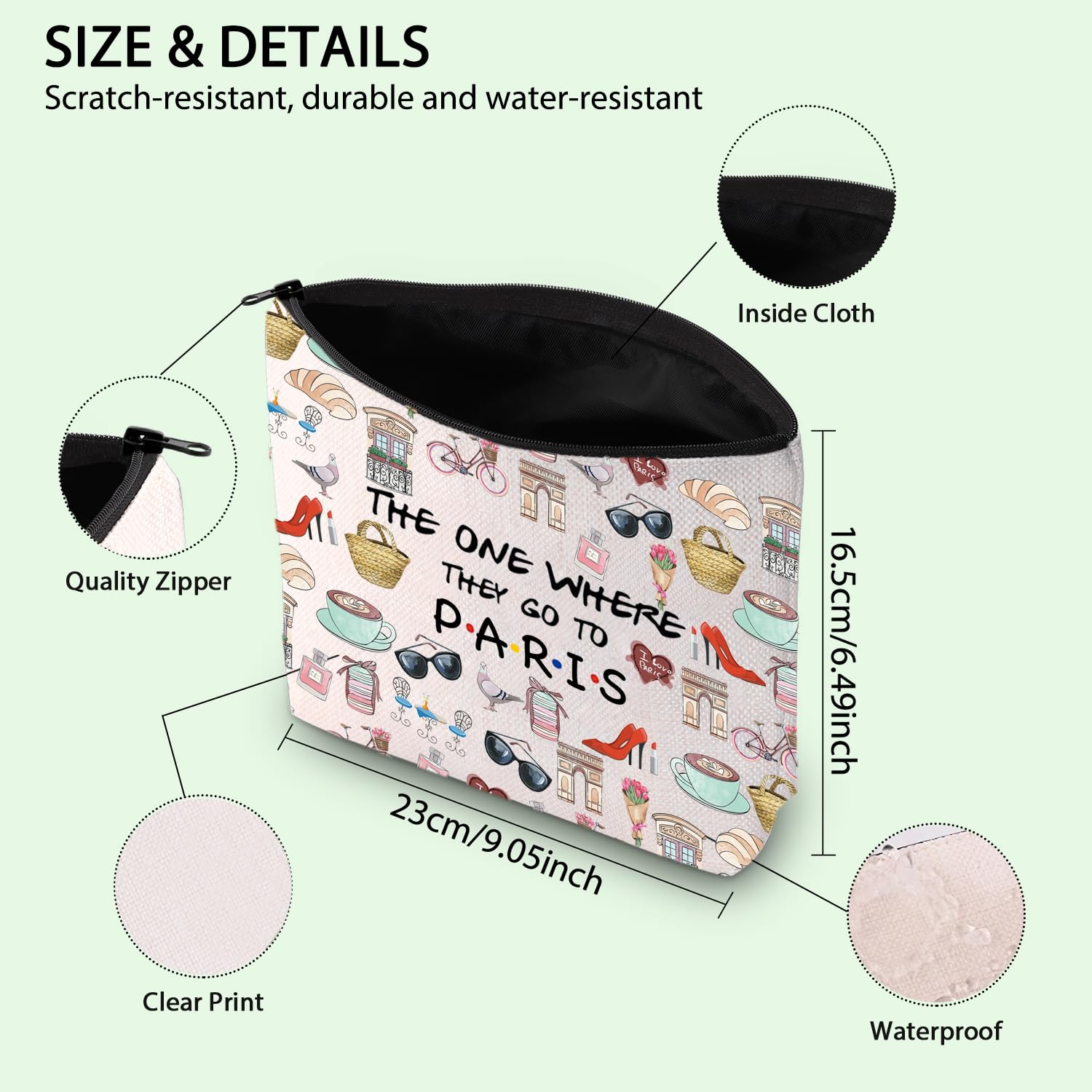 Paris Themed Makeup Bag - Perfect Gift for France Lovers, Travel Enthusiasts & Paris Souvenir Collectors - Ideal for Travel, Housewarming & Welcome Gifts - Great for Vacations, Bridal Showers & Themed Parties