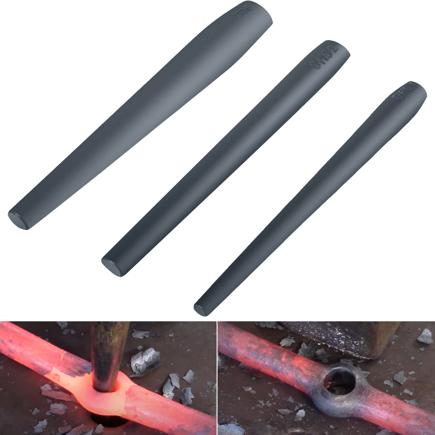 **Professional Blacksmith Drift Set - 3-Piece Forging Tools for Knifemaking, Tomahawk Axe & Hammer (Perfect for Tongs, Axes & Blacksmithing Projects)** - **Ideal for DIY Metalworking, Blade Crafting & Tool Repair**
