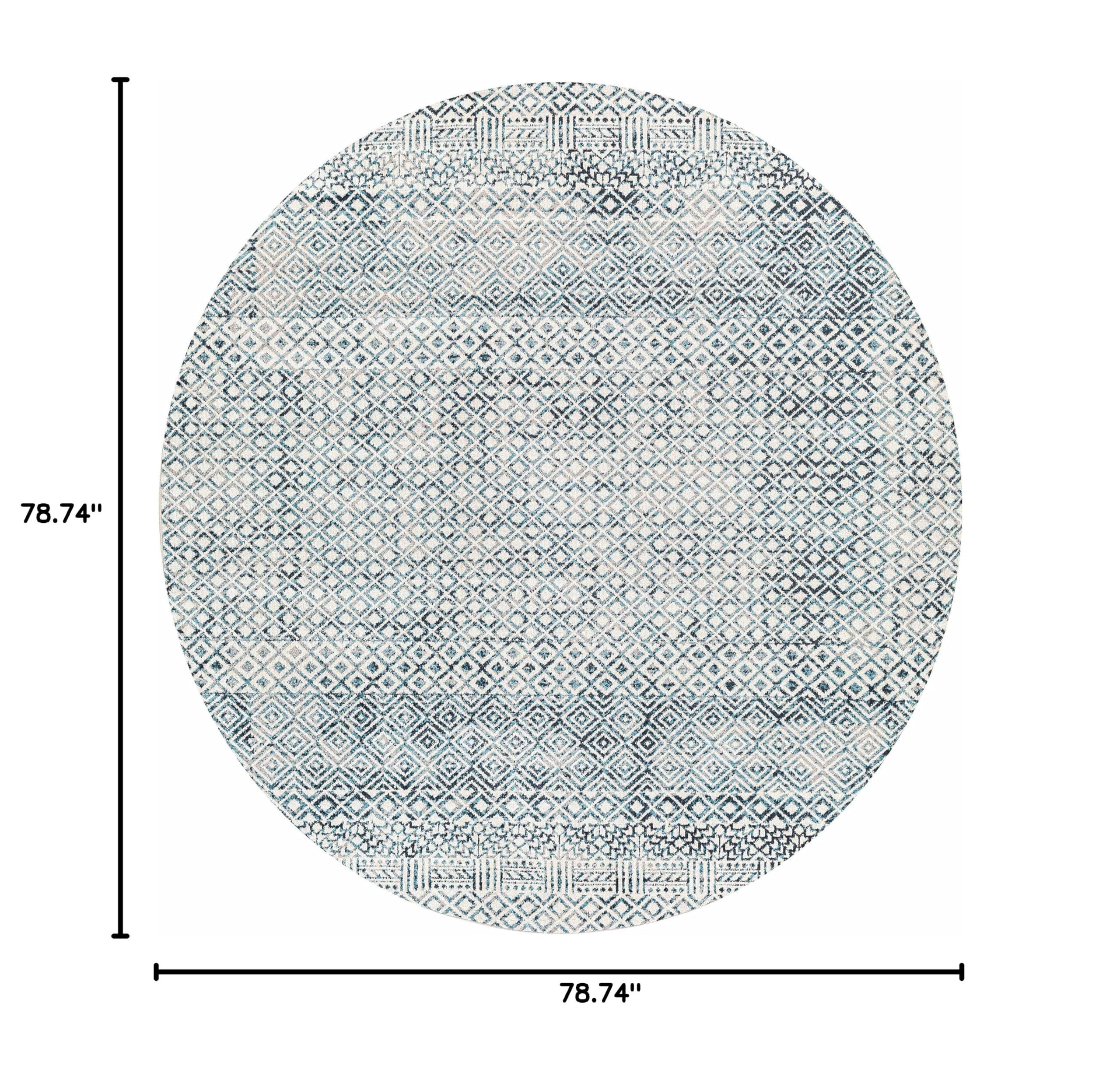 Hauteloom Askeaton Washable Area Rug - Blue & Gray Round 6'7