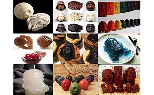 Star Wars Ice Cube Tray Set - Silicone Non-Stick Chocolate & Candy Molds (Stormtrooper, Darth Vader, X-Wing, Millennium Falcon, R2-D2, Han Solo, Boba Fett, Death Star) - Perfect for Cocktails, Kids Parties & Baking Decorations