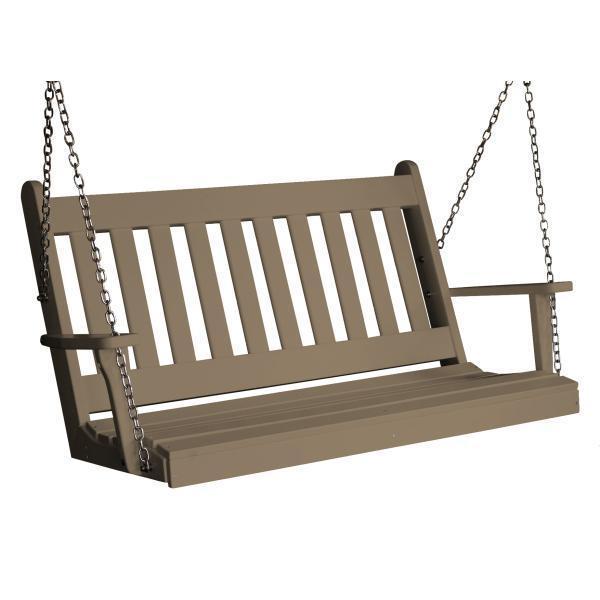 A&L Furniture Poly Traditional English Swing - Classic Outdoor Porch Swing for Garden, Patio, and Backyard Relaxation