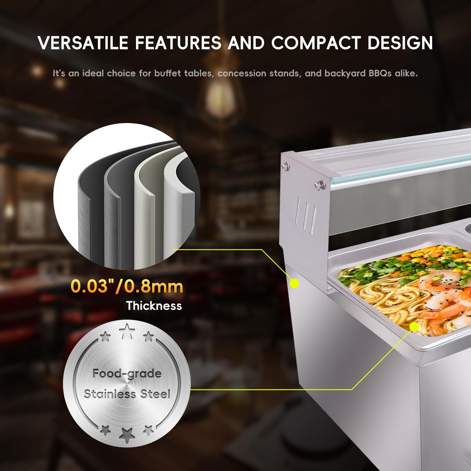 GARVEE 3-Pan (3×12QT) 1500W Electric Food Warmer - Professional Stainless Steel Buffet Bain Marie with 86-185°F Temperature Control - Perfect for Catering, Restaurants & Buffet Service - Keep Food Warm for Parties, Events & Commercial Kitchens