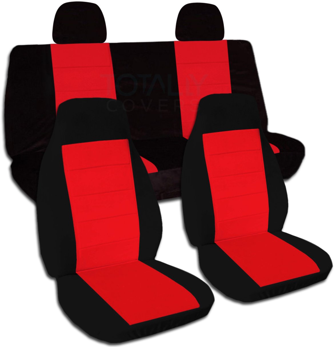 Premium Two-Tone Car Seat Covers Set - Black & Red with 2 Rear Headrest Covers | Semi-Custom Fit for Cars, Trucks, Vans, RVs & SUVs | 21 Color Options | Perfect for Road Trips, Commuting & Vehicle Protection
