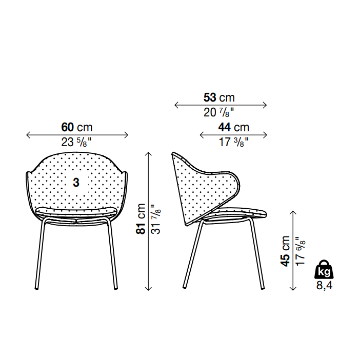 DUA 4-Leg Chair with Backrest and Armrests - Sturdy and Comfortable Seating for Home, Office, or Dining Room