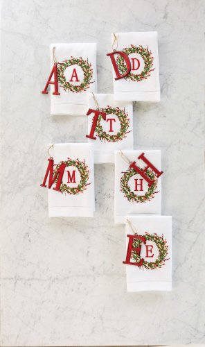 Personalized Initial Ornament & Linen Towel Set - Custom Monogram Christmas Decor & Bathroom Gift Set - Perfect for Holiday Decorations, Baby Showers & Housewarming Gifts