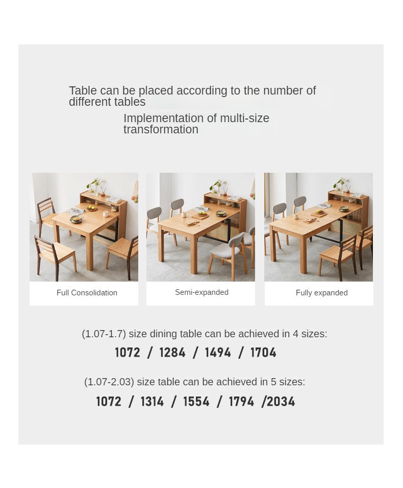 Solid Oak Wood Extendable Dining Table & Buffet Sideboard - Perfect for Small Spaces, Entertaining, and Modern Farmhouse Decor