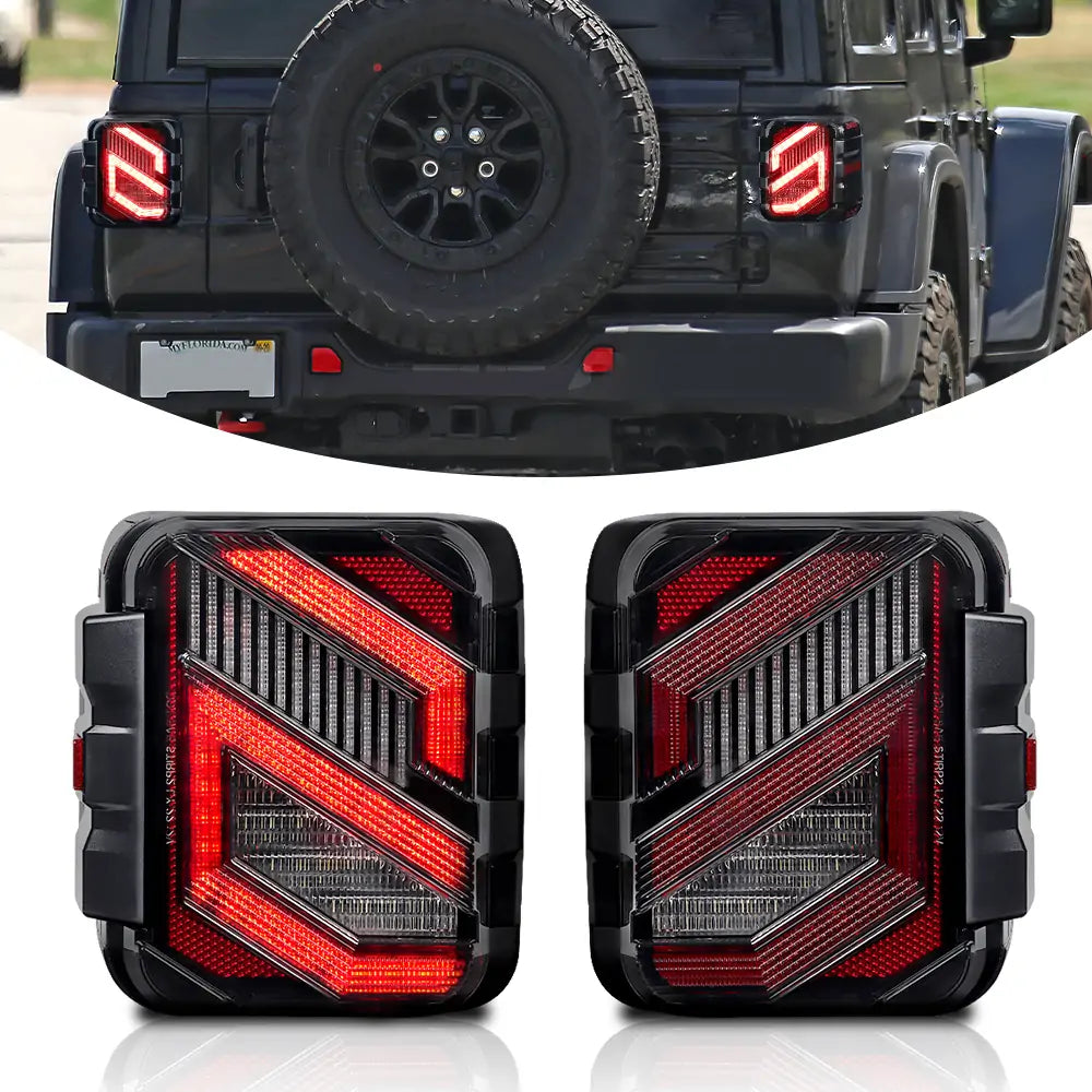 LOYO® LED Tail Lights for Jeep Wrangler JL & JLU (2018-2024) - Smoked Lens - Waterproof & Durable Replacement Lights for Off-Roading & Night Driving